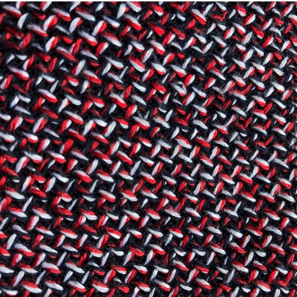 Trina Turk Skirt Knit Tweed Red White Blue Ribbon detail waistband fringe hem 6 - Picture 3 of 6